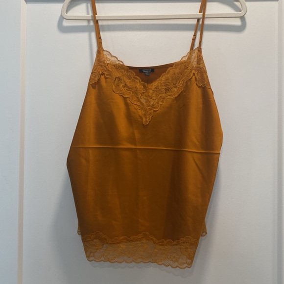 NWT Satin Lace Trim V-Neck Downtown Cami - mustard yellow - Picture 6 of 9
